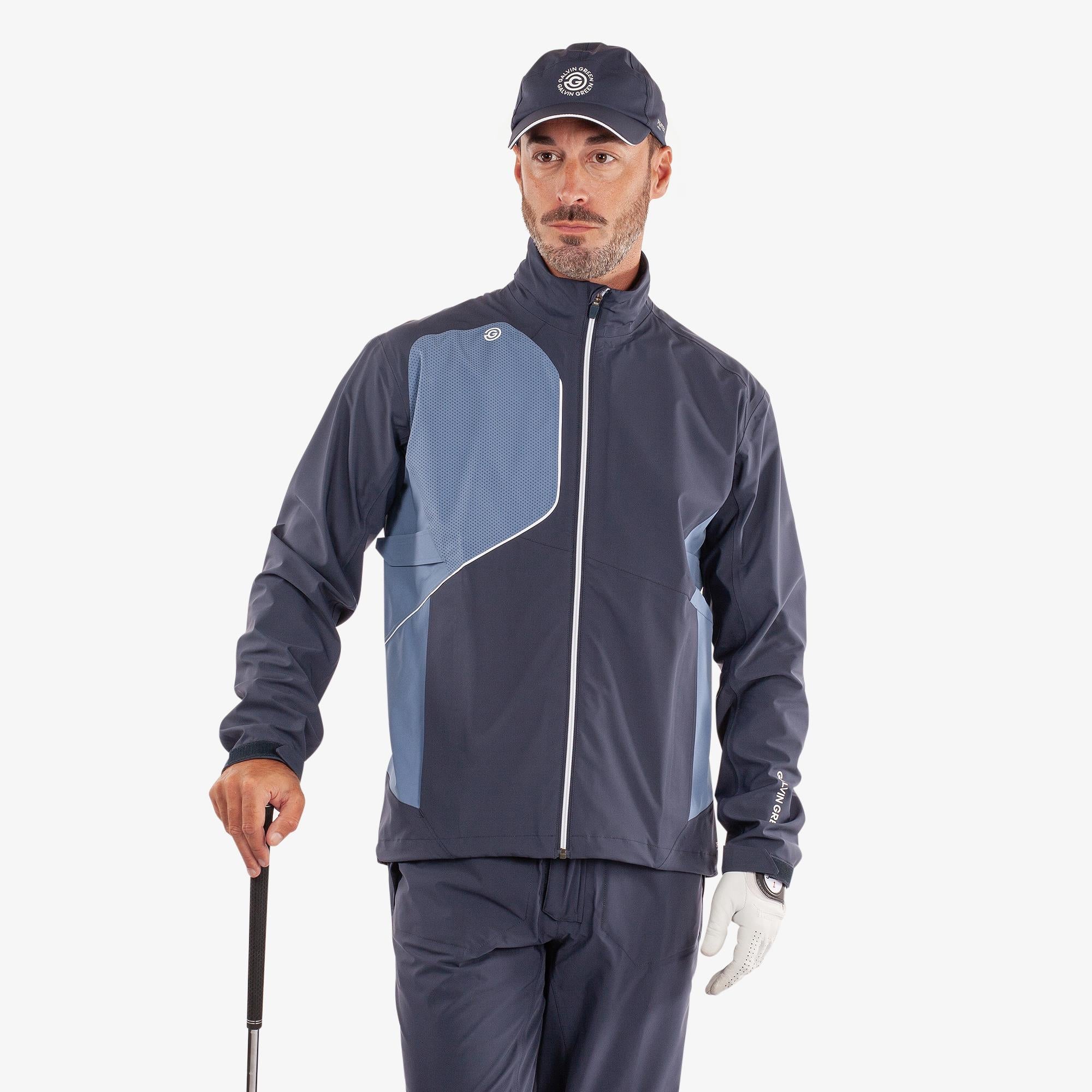 Galvin Green Ames Dryvr Pertex Mens Waterproof Golf Jacket Navy/Moonlight Blue
